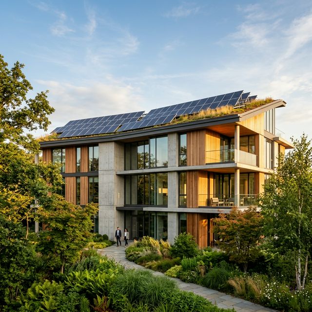 Edificio moderno bioclimático y sostenible